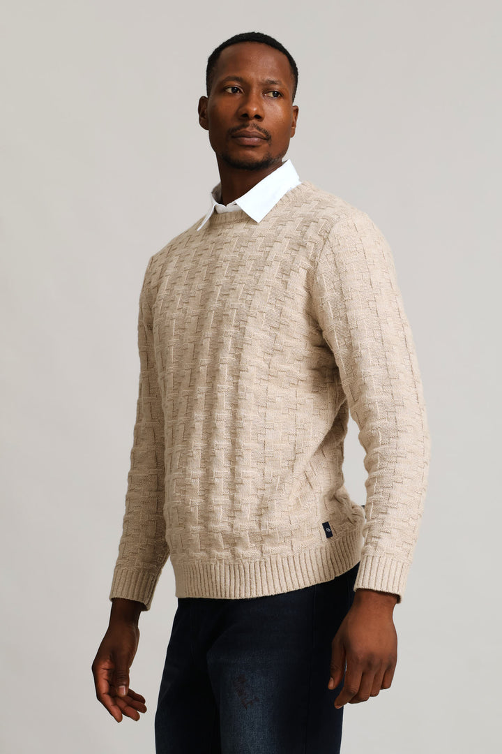 Tetris Crew Knitwear - Stone