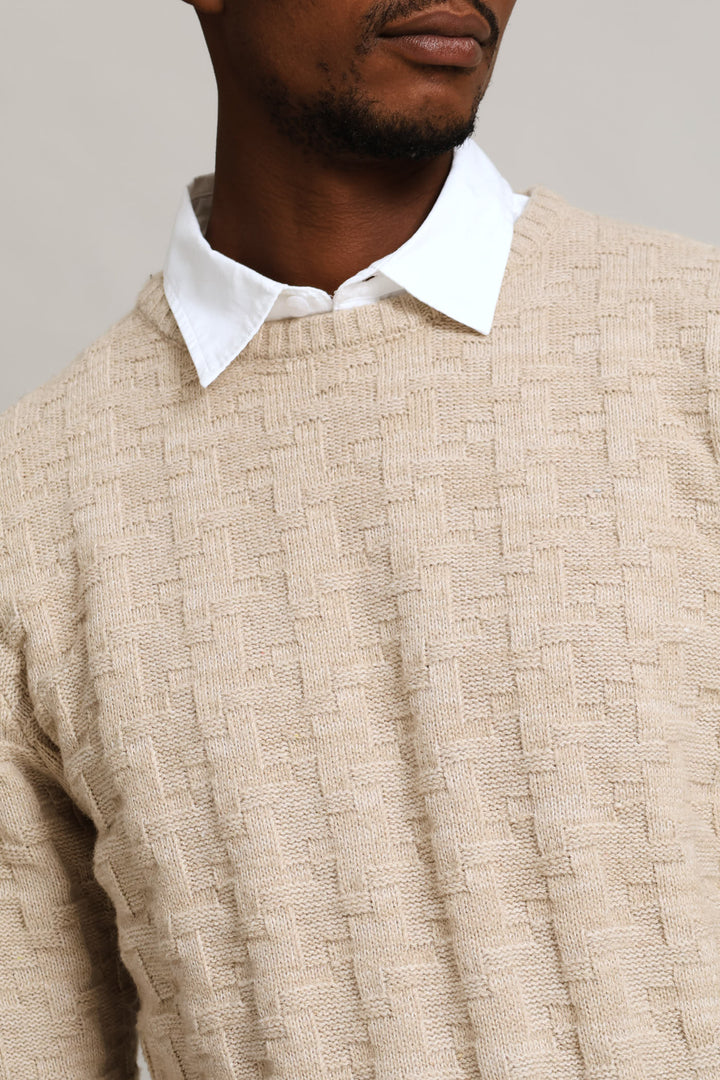 Tetris Crew Knitwear - Stone