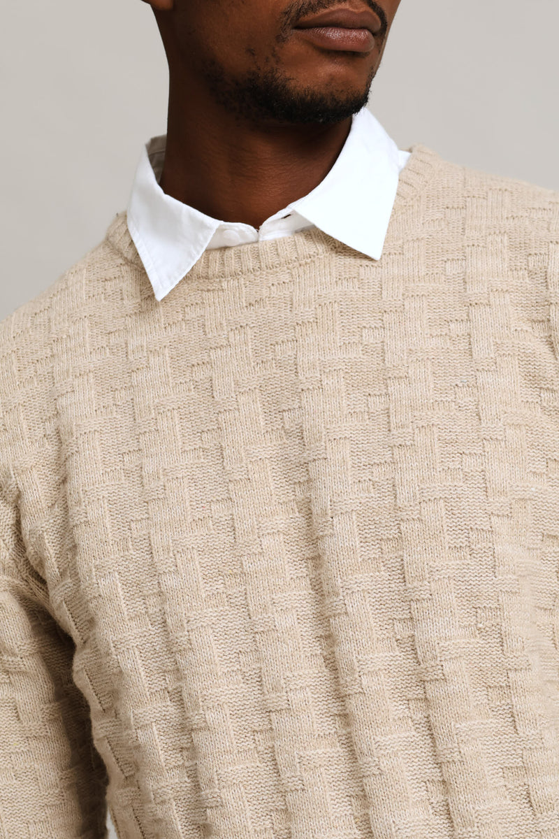 Tetris Crew Knitwear - Stone