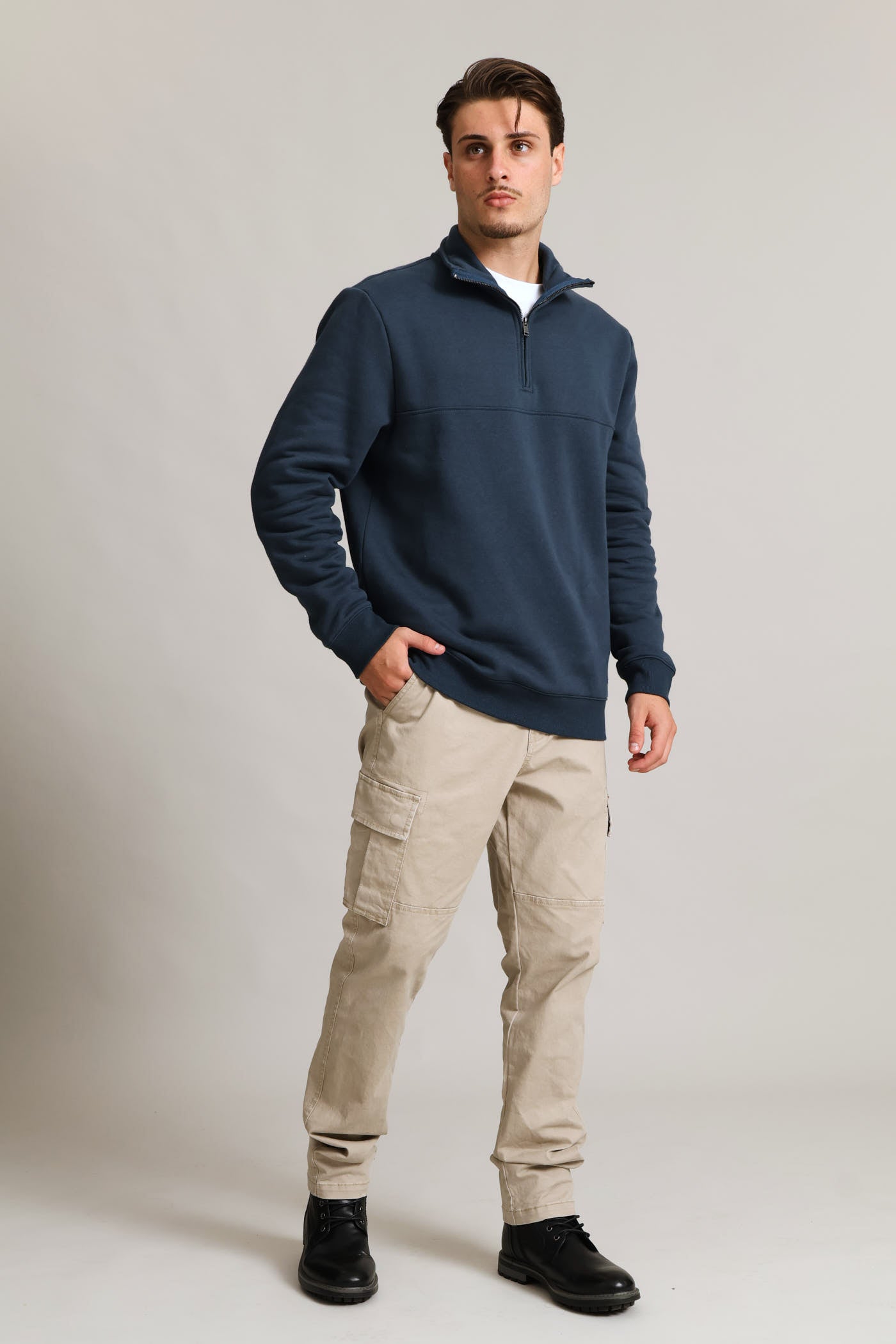Mens 1/4 Zip Fleece Sweat - Petrol – Edgars