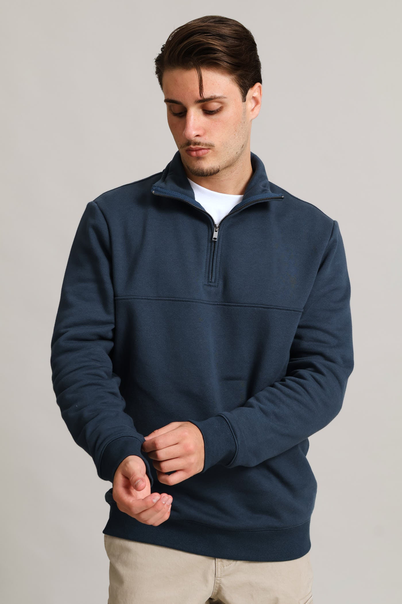 Mens 1/4 Zip Fleece Sweat - Petrol – Edgars