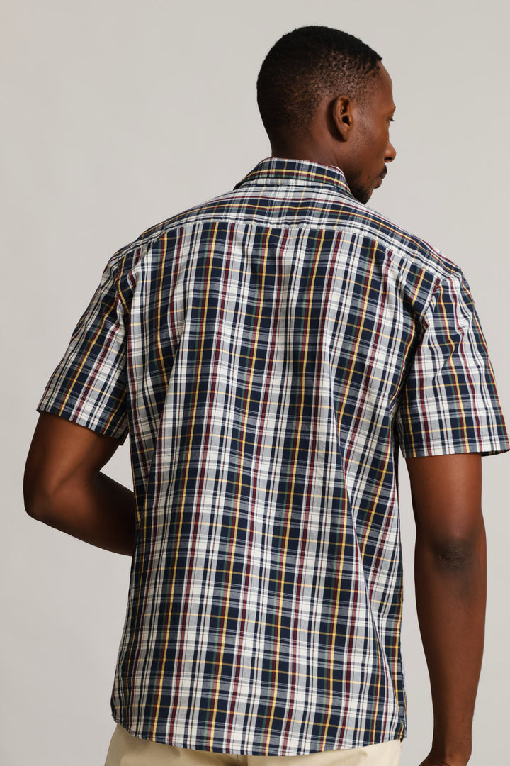 Short Sleeve Check Button Down Shirt - Multi