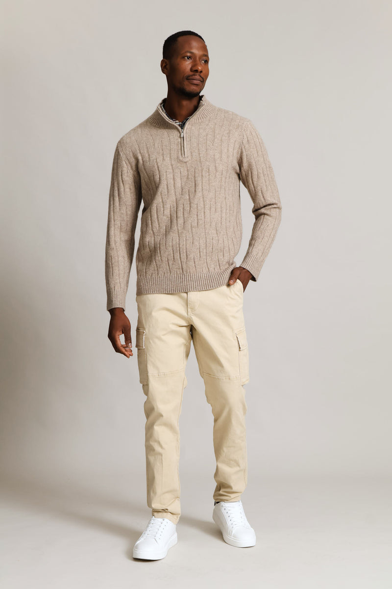 Stitch 1/4 Zip Knitwear - Taupe