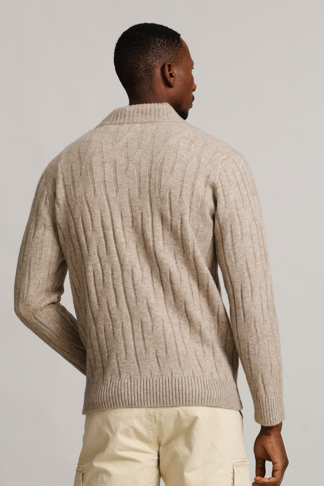 Stitch 1/4 Zip Knitwear - Taupe