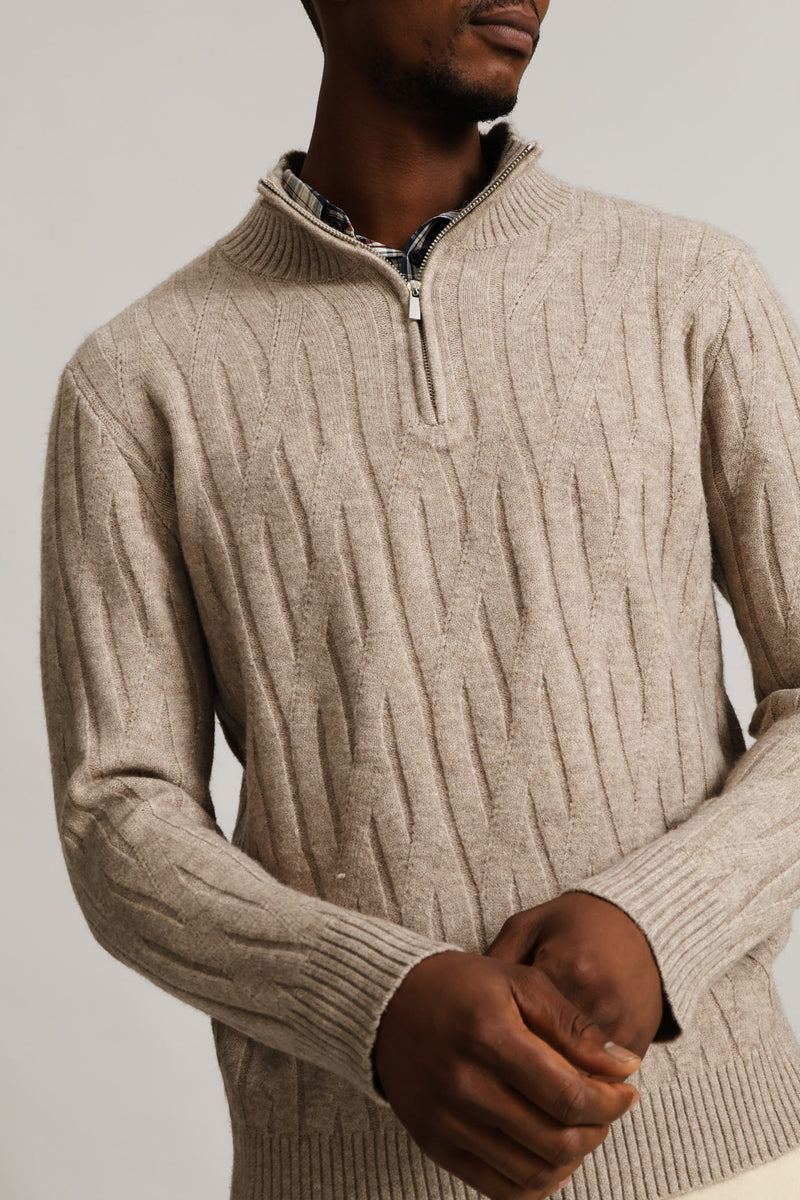 Stitch 1/4 Zip Knitwear - Taupe