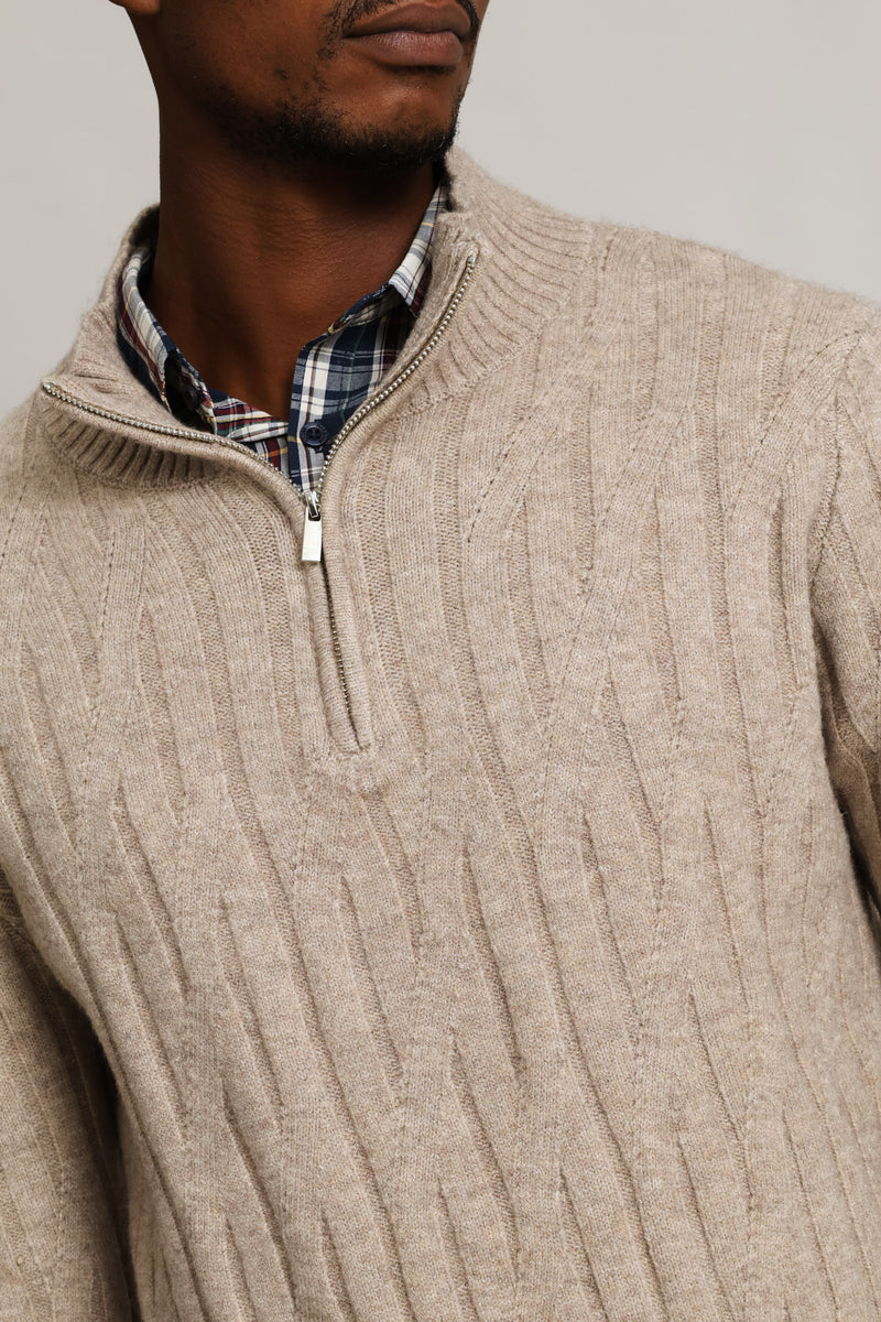 Stitch 1/4 Zip Knitwear - Taupe