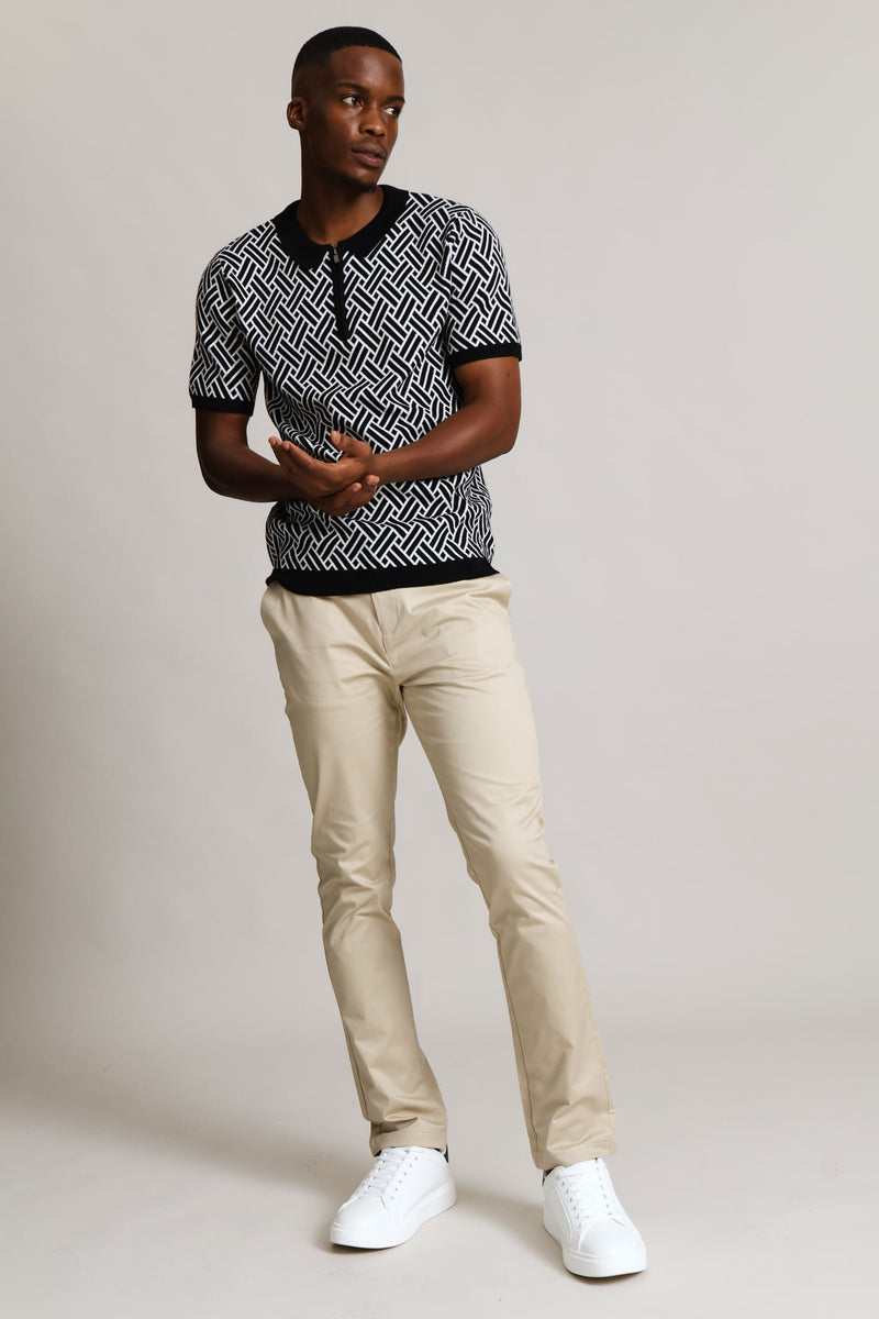 Knit Monochrome Golfer - Black/White