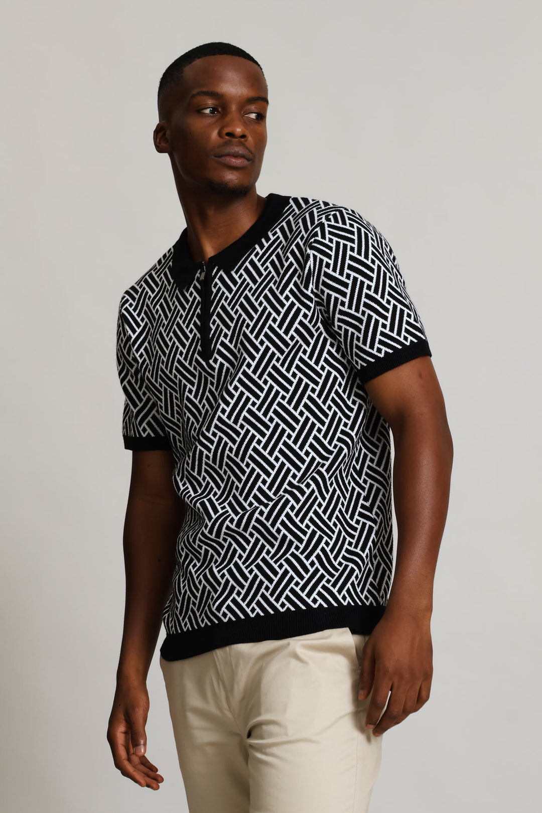 Knit Monochrome Golfer - Black/White