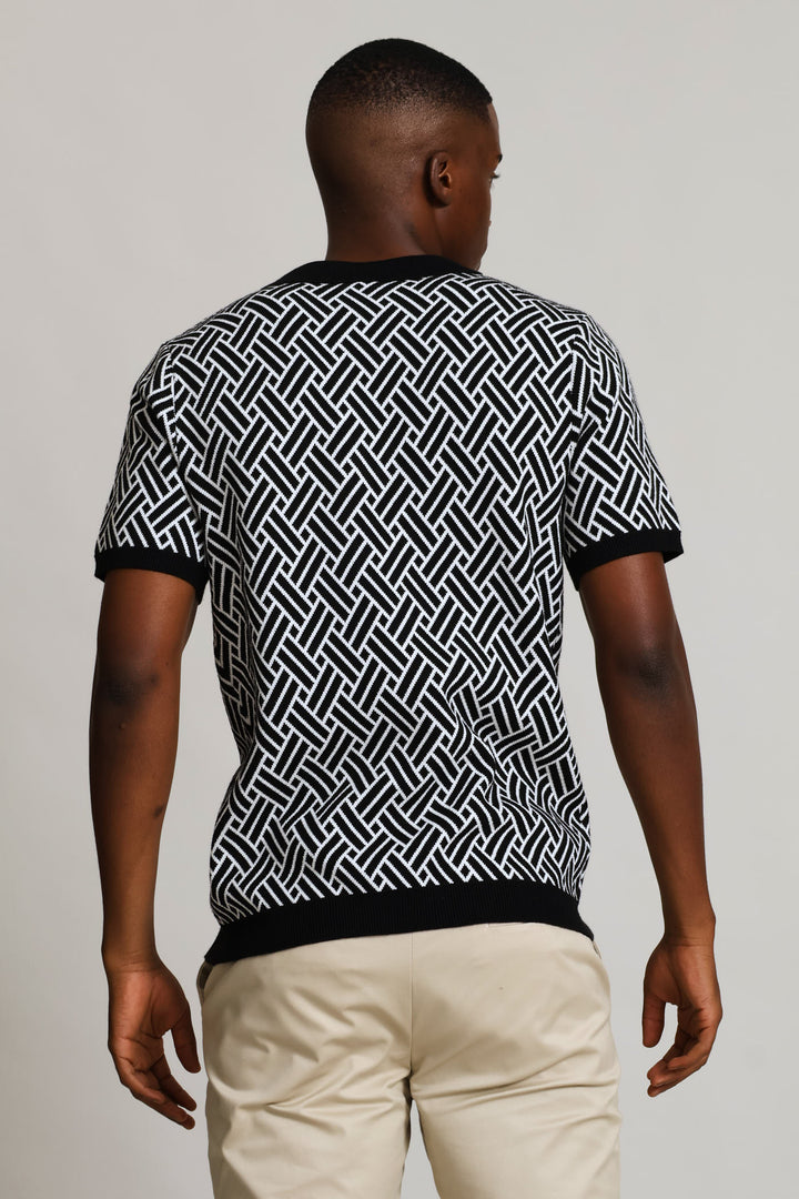 Knit Monochrome Golfer - Black/White