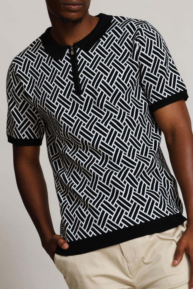 Knit Monochrome Golfer - Black/White