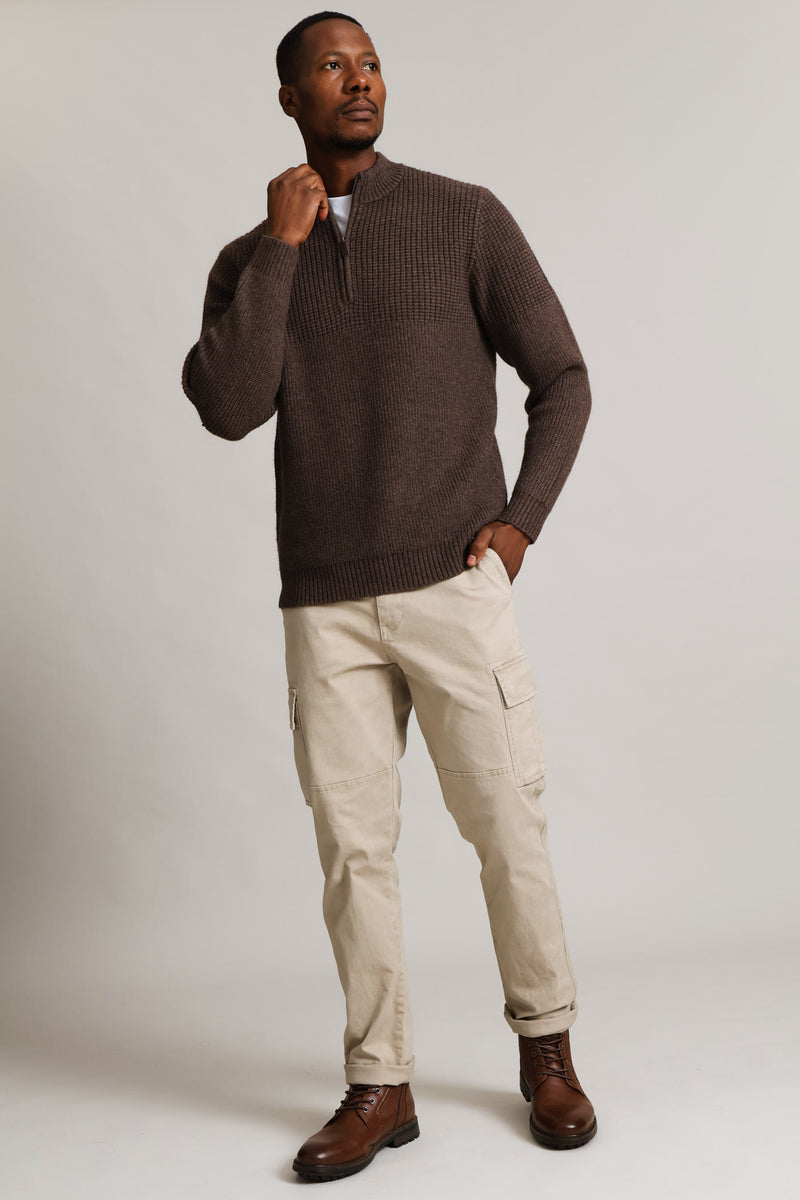1/4 Zip Knitwear - Chocolate