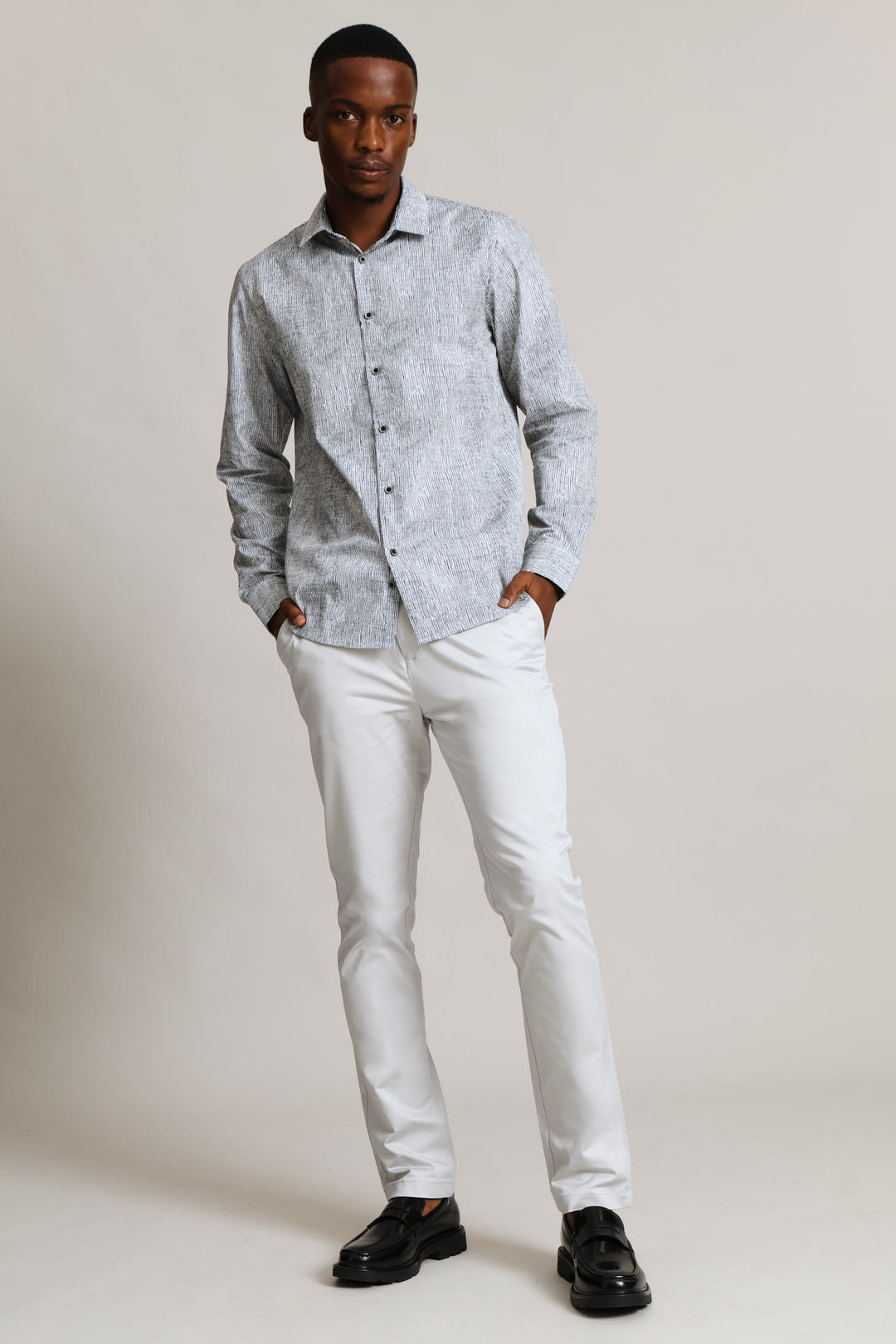 Longsleeve Abstract Stripes Printed Shirt - Black