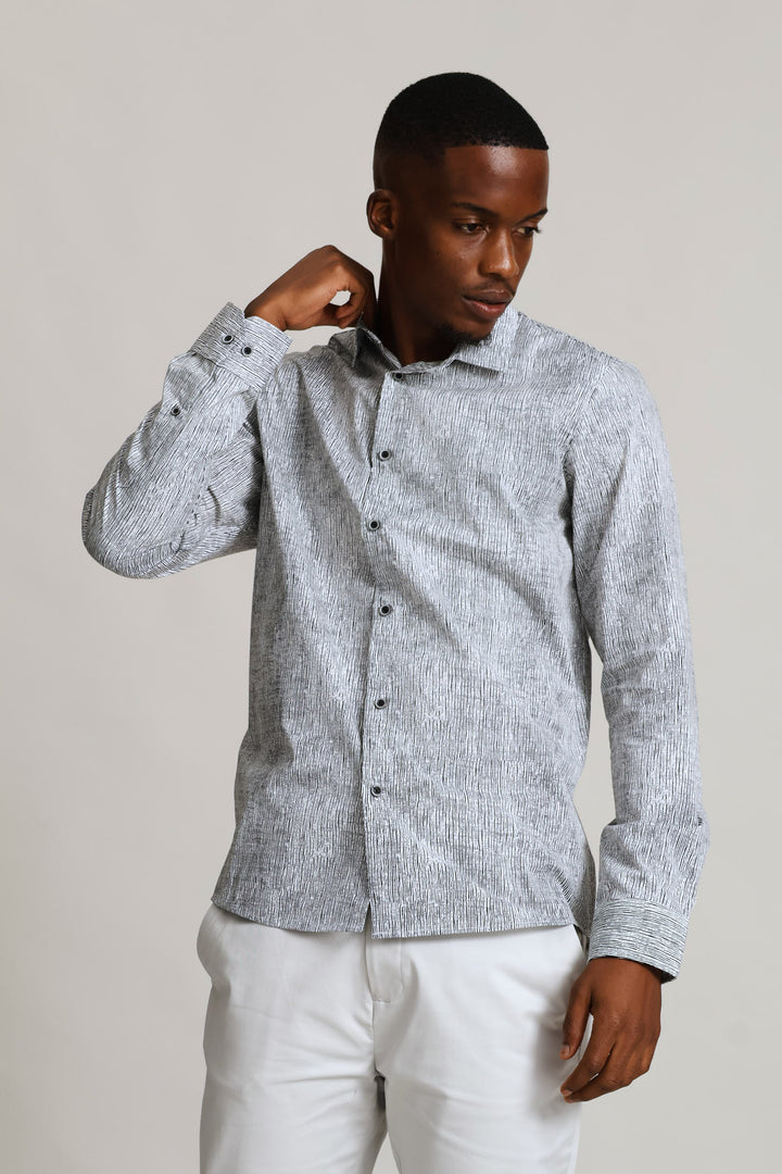 Longsleeve Abstract Stripes Printed Shirt - Black