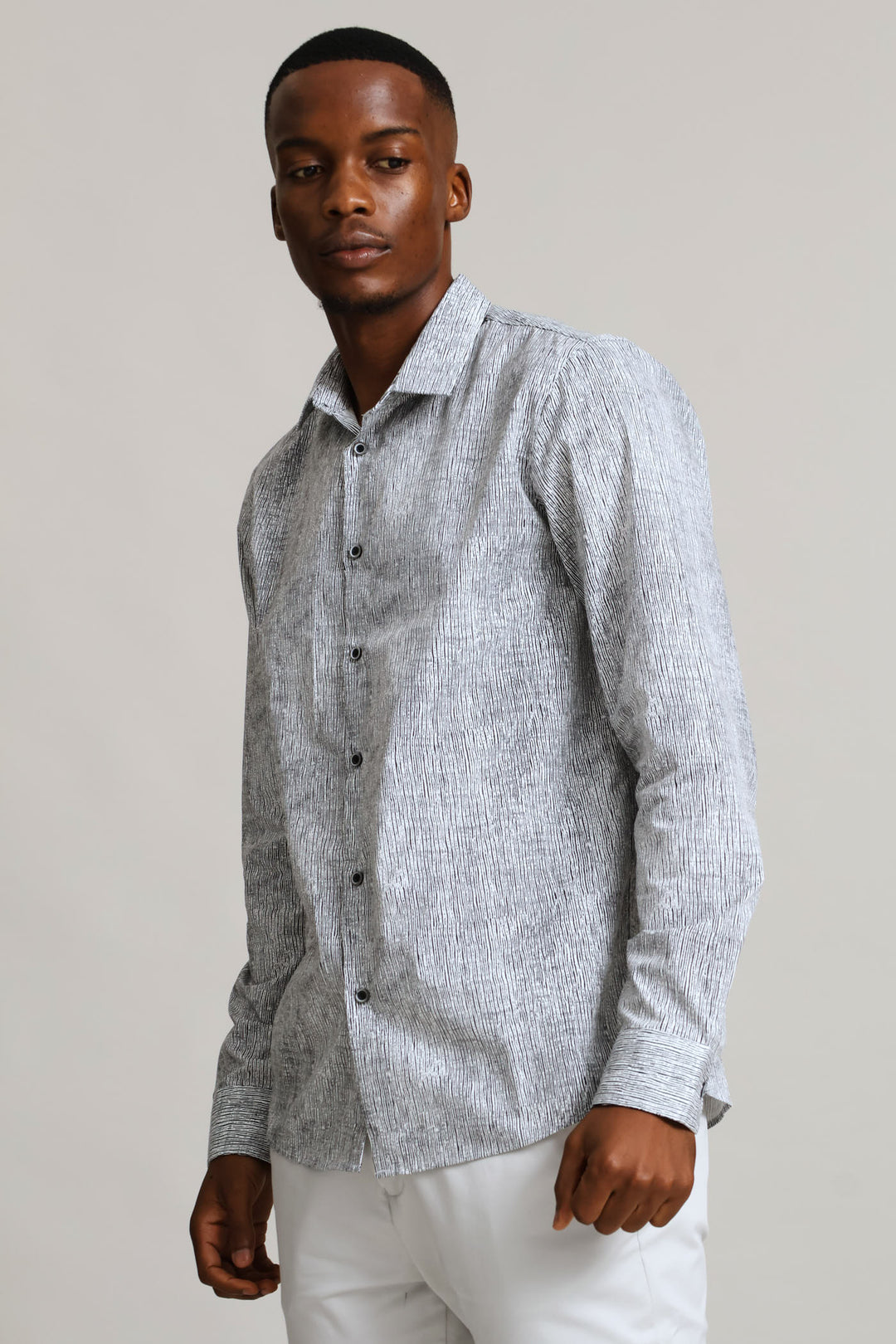 Longsleeve Abstract Stripes Printed Shirt - Black