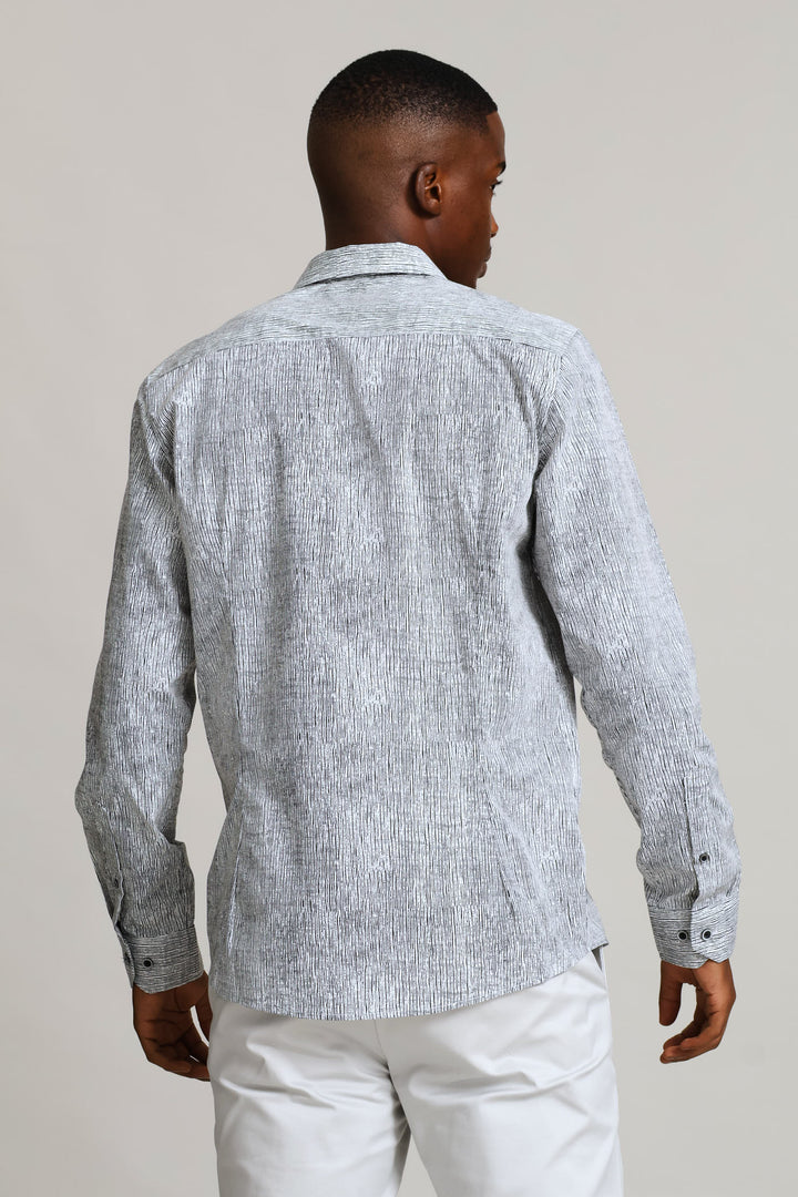 Longsleeve Abstract Stripes Printed Shirt - Black