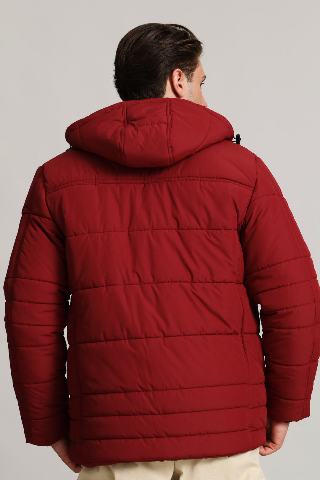 Hooded Zip Pocket Padded - Dk Red
