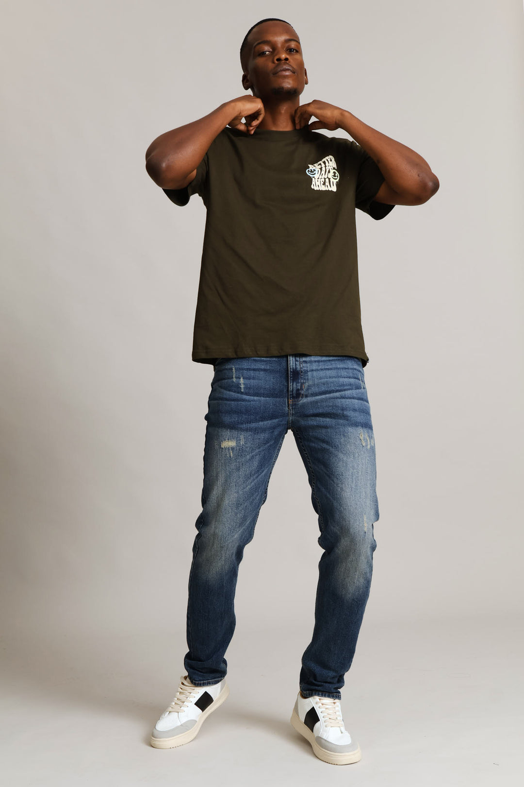 Better Days Front & Back Print Tee - Fatigue