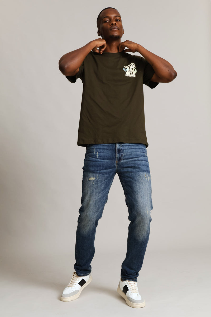 Better Days Front & Back Print Tee - Fatigue