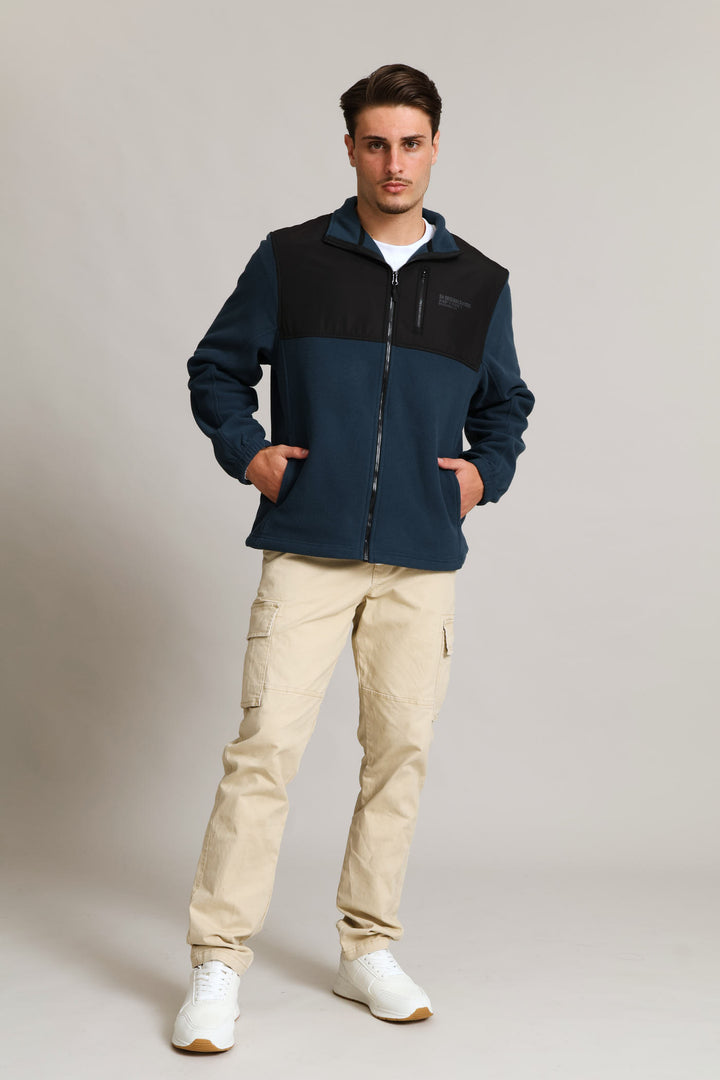 Nylon Zip Through Polar Fleece Top - Petrol