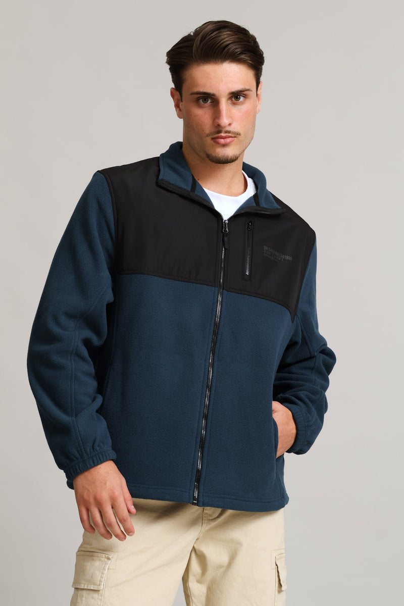 Nylon Zip Through Polar Fleece Top - Petrol