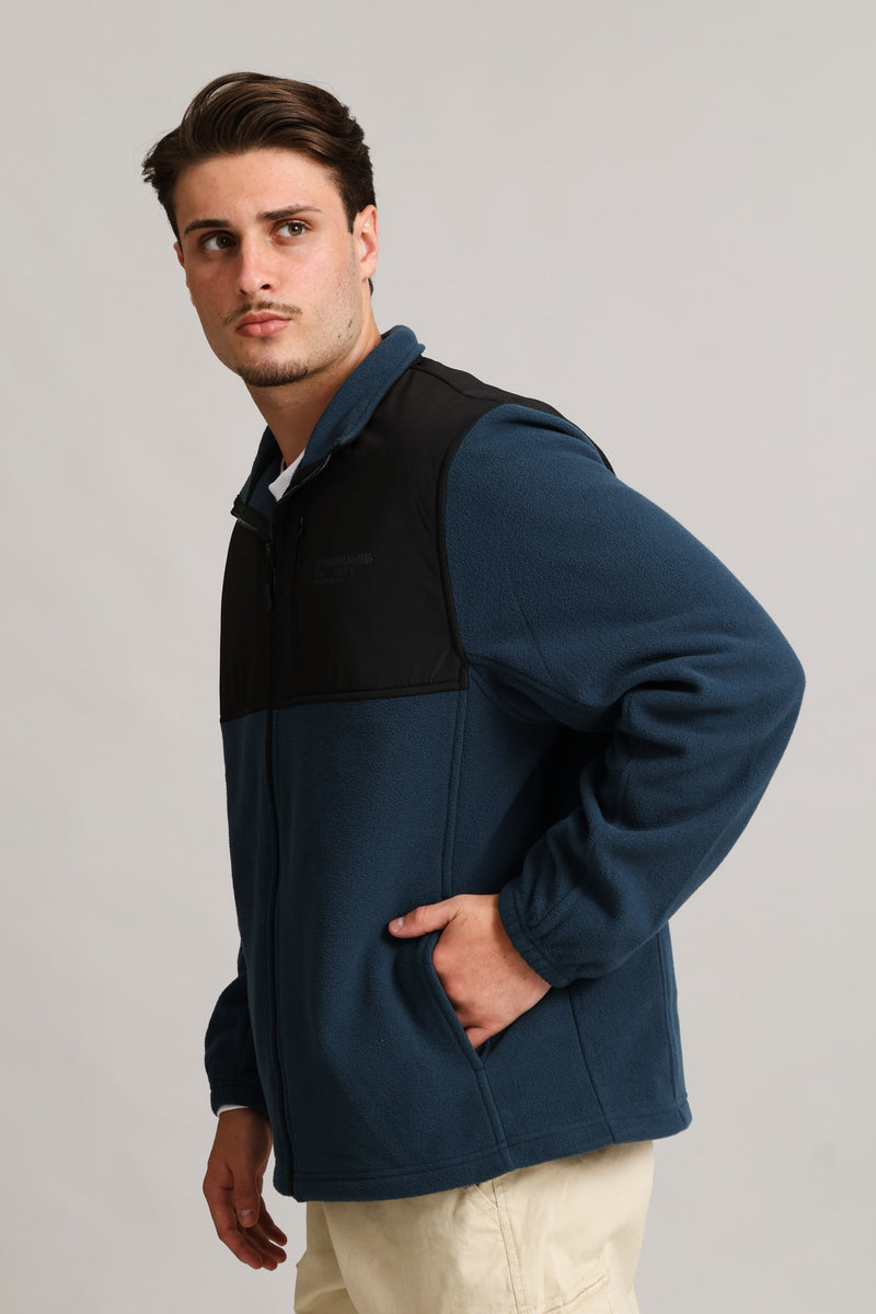 Nylon Zip Through Polar Fleece Top - Petrol