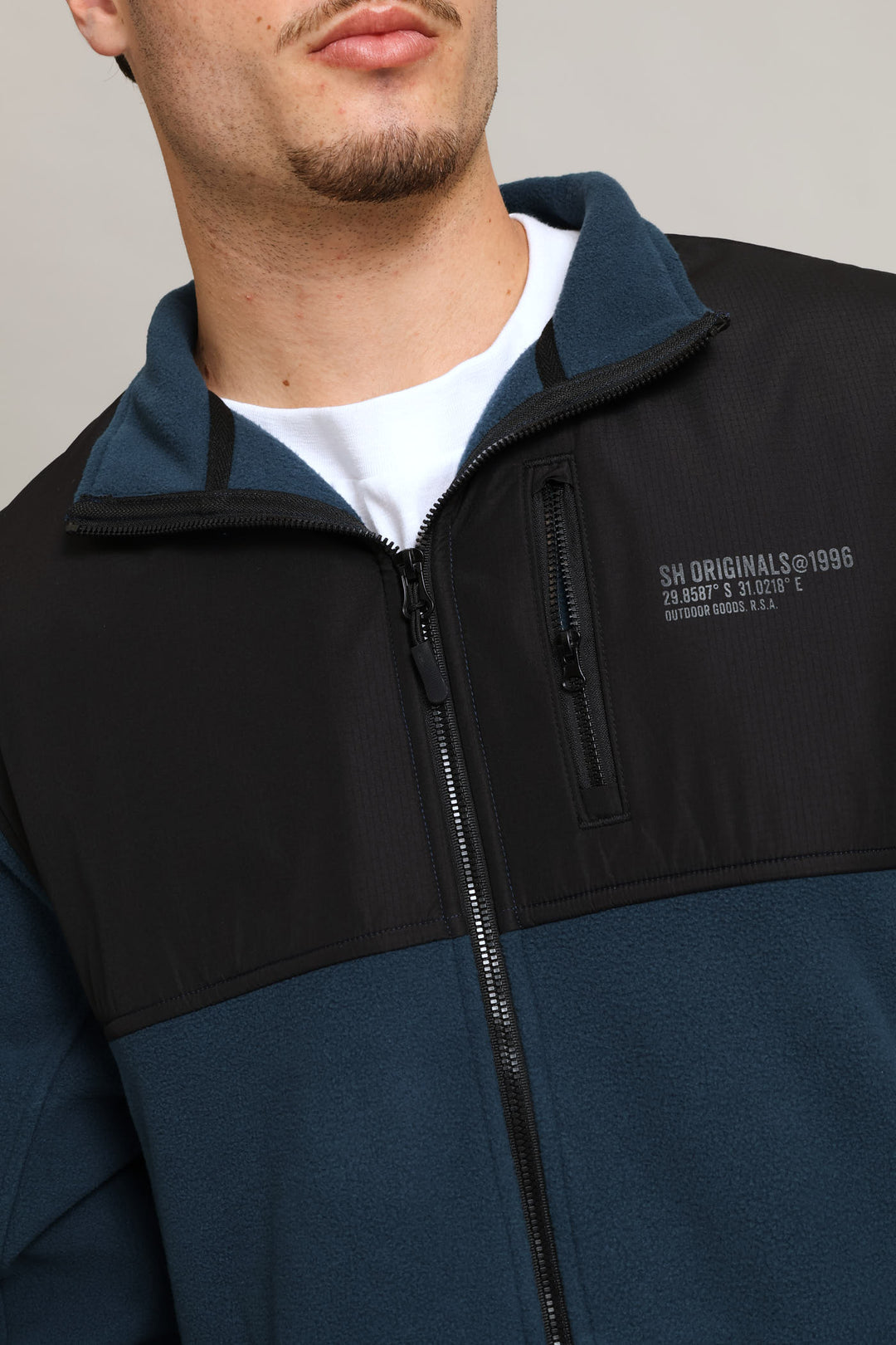 Nylon Zip Through Polar Fleece Top - Petrol