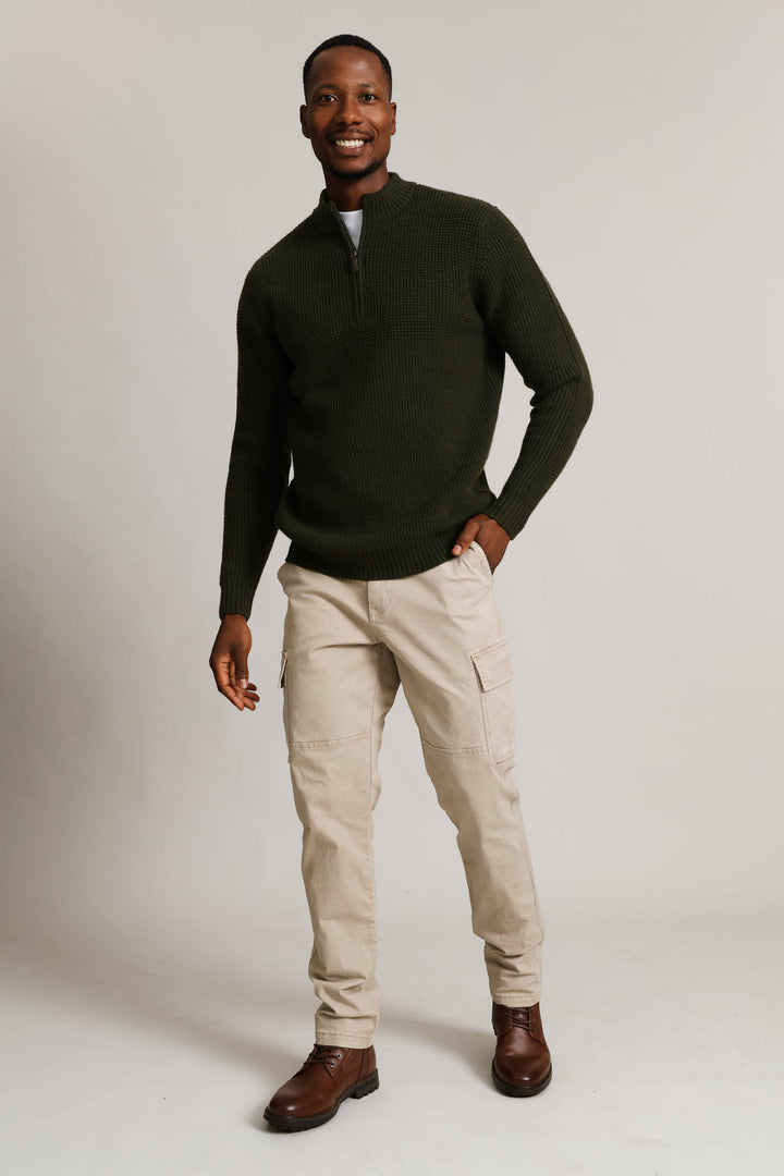 Quarter Zip Knitwear - Fatigue