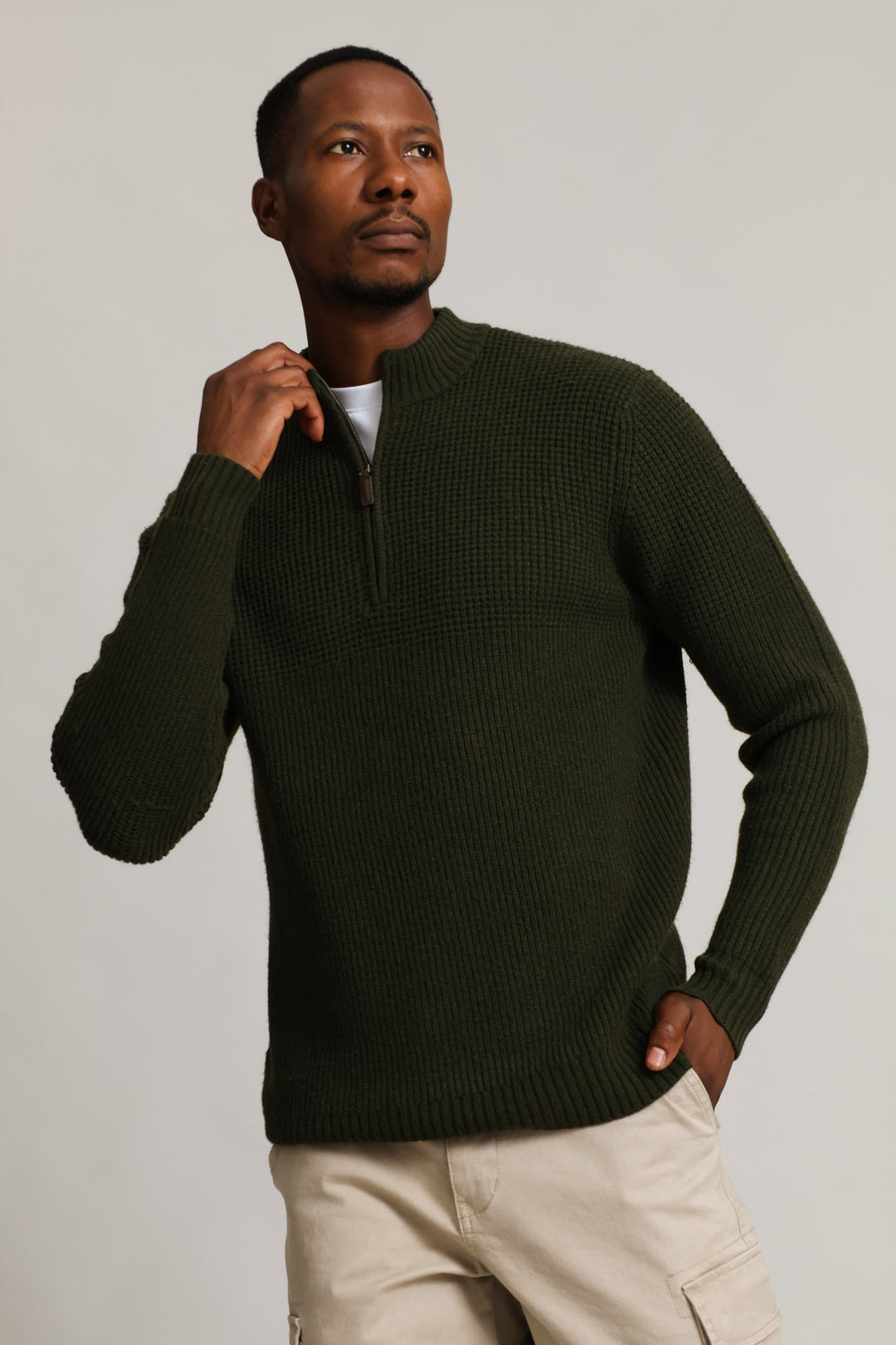 Quarter Zip Knitwear - Fatigue