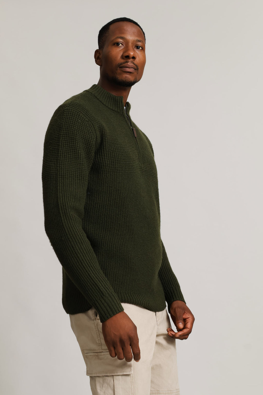 Quarter Zip Knitwear - Fatigue