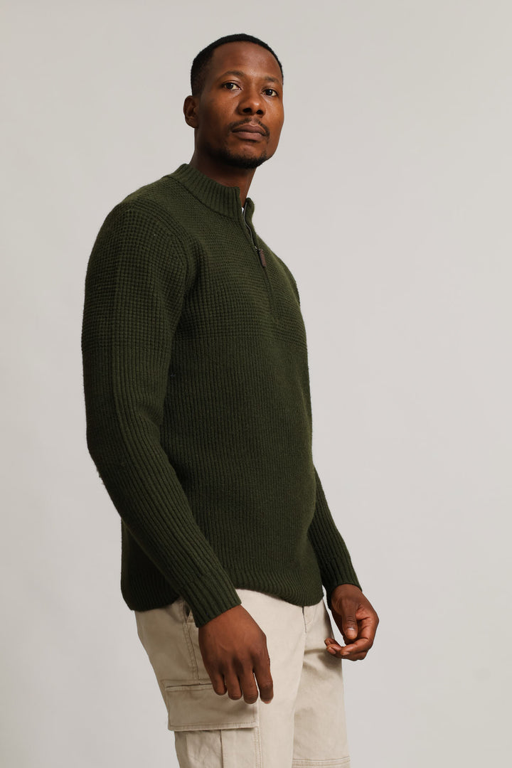 Quarter Zip Knitwear - Fatigue