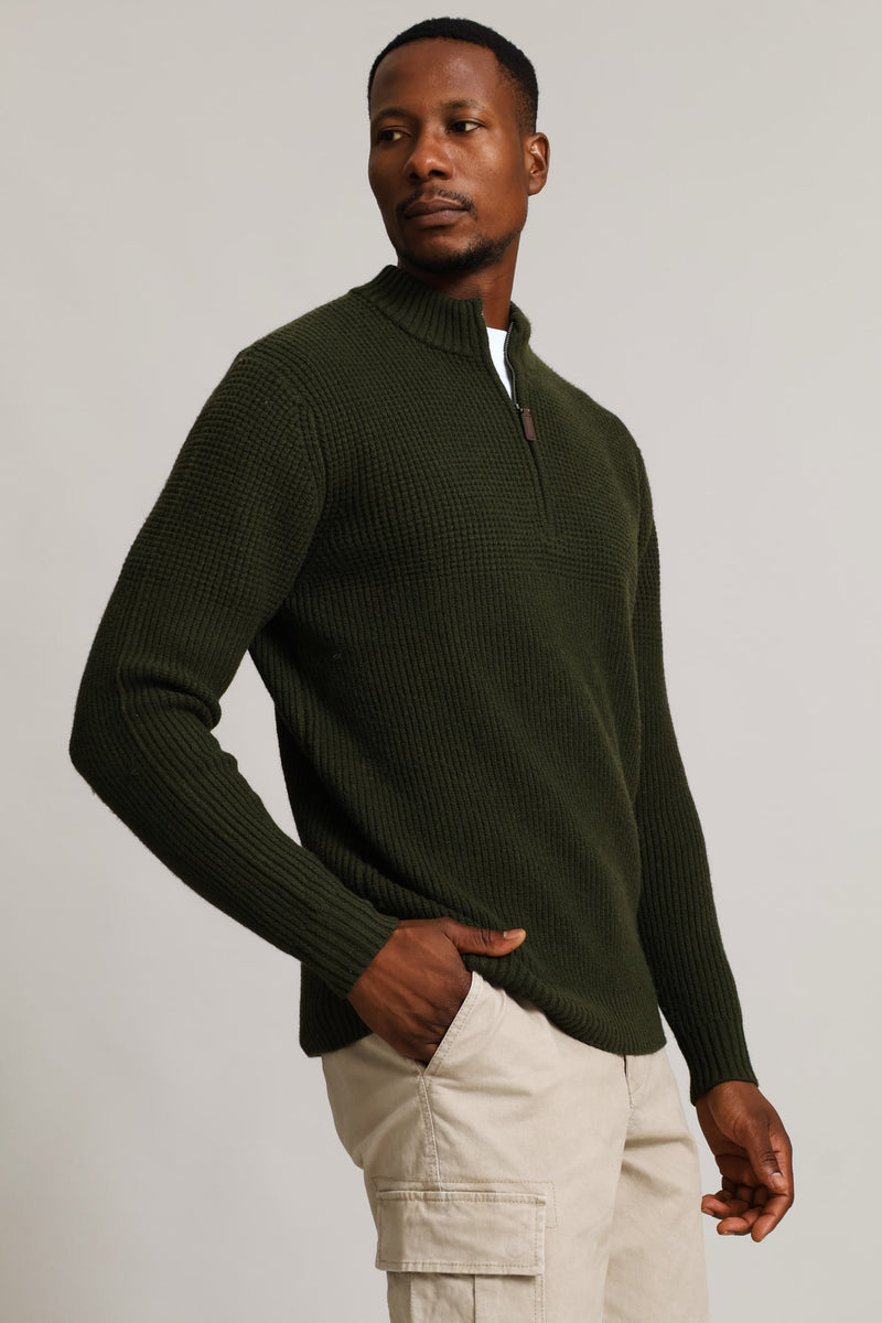 Quarter Zip Knitwear - Fatigue