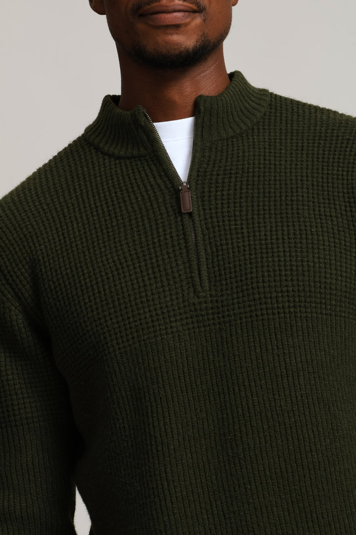 Quarter Zip Knitwear - Fatigue