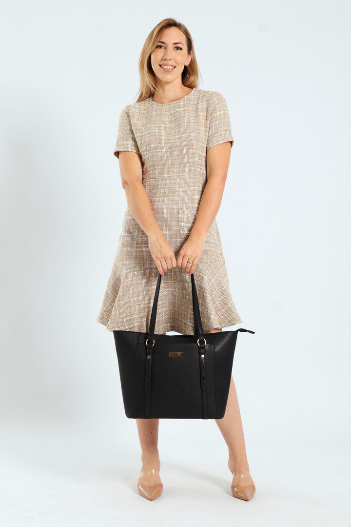 Gold Ring Text Shopper - Black