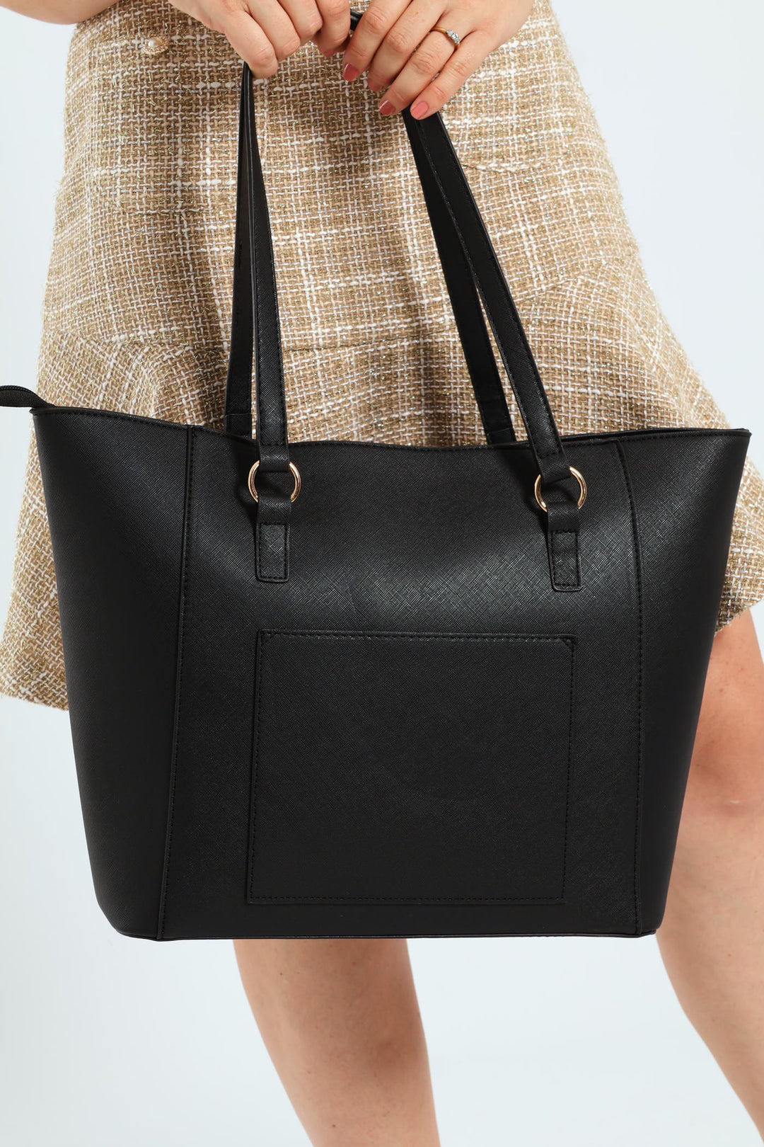 Gold Ring Text Shopper - Black