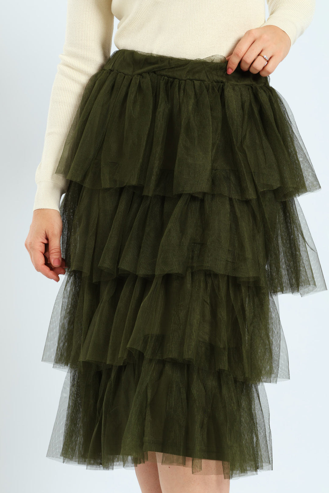 Rara Tiered Midi Skirt - Fatigue