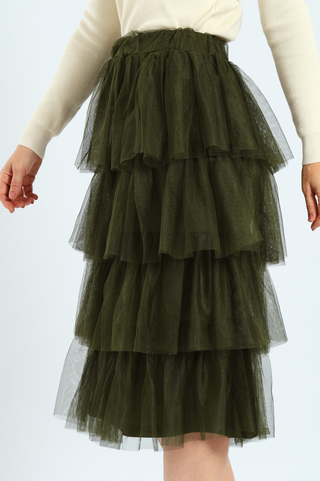 Rara Tiered Midi Skirt - Fatigue
