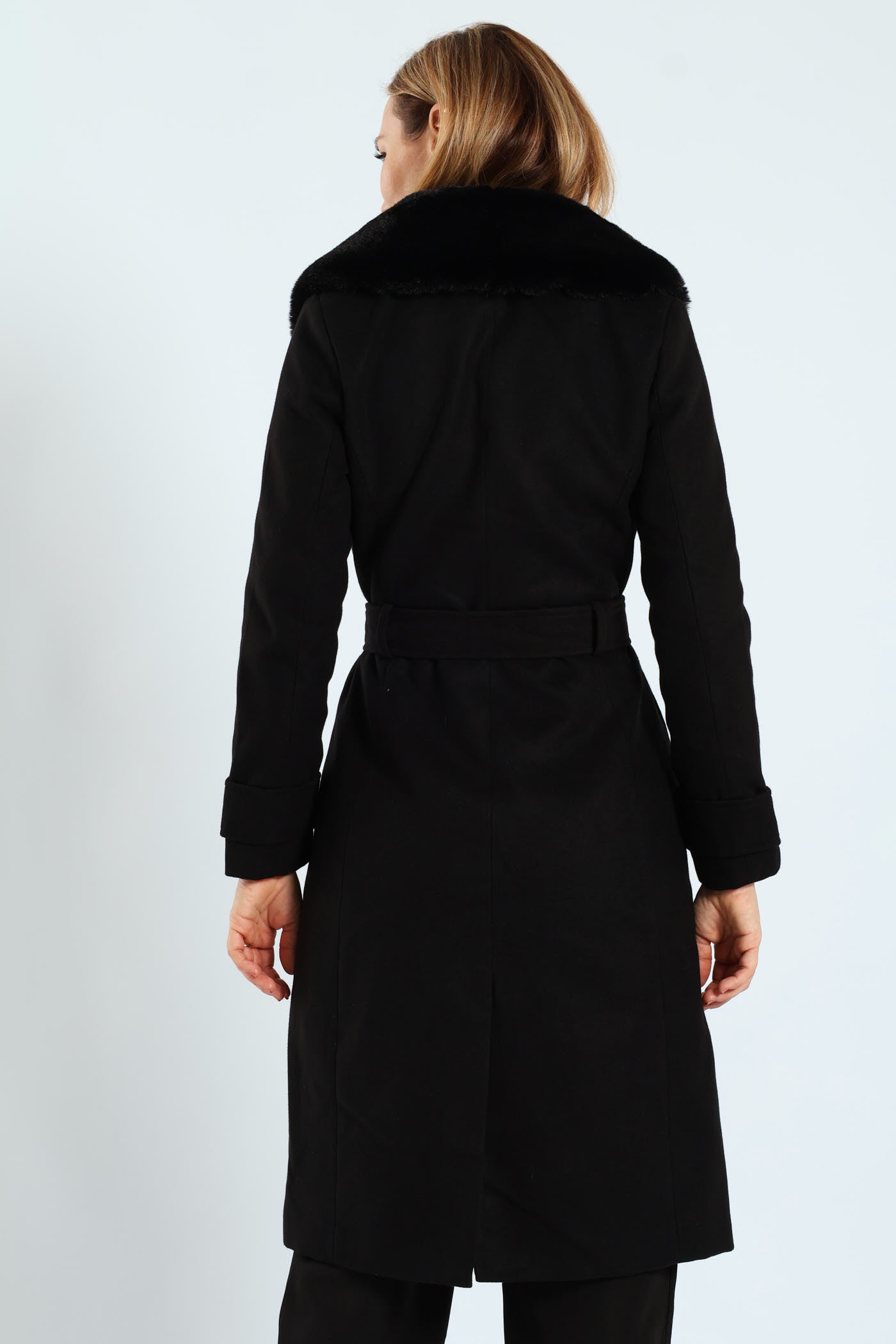 エピヌfeminine fur collar long coat（black） Fearne Faux Fur Collar Long Coat Black | Women's Coats