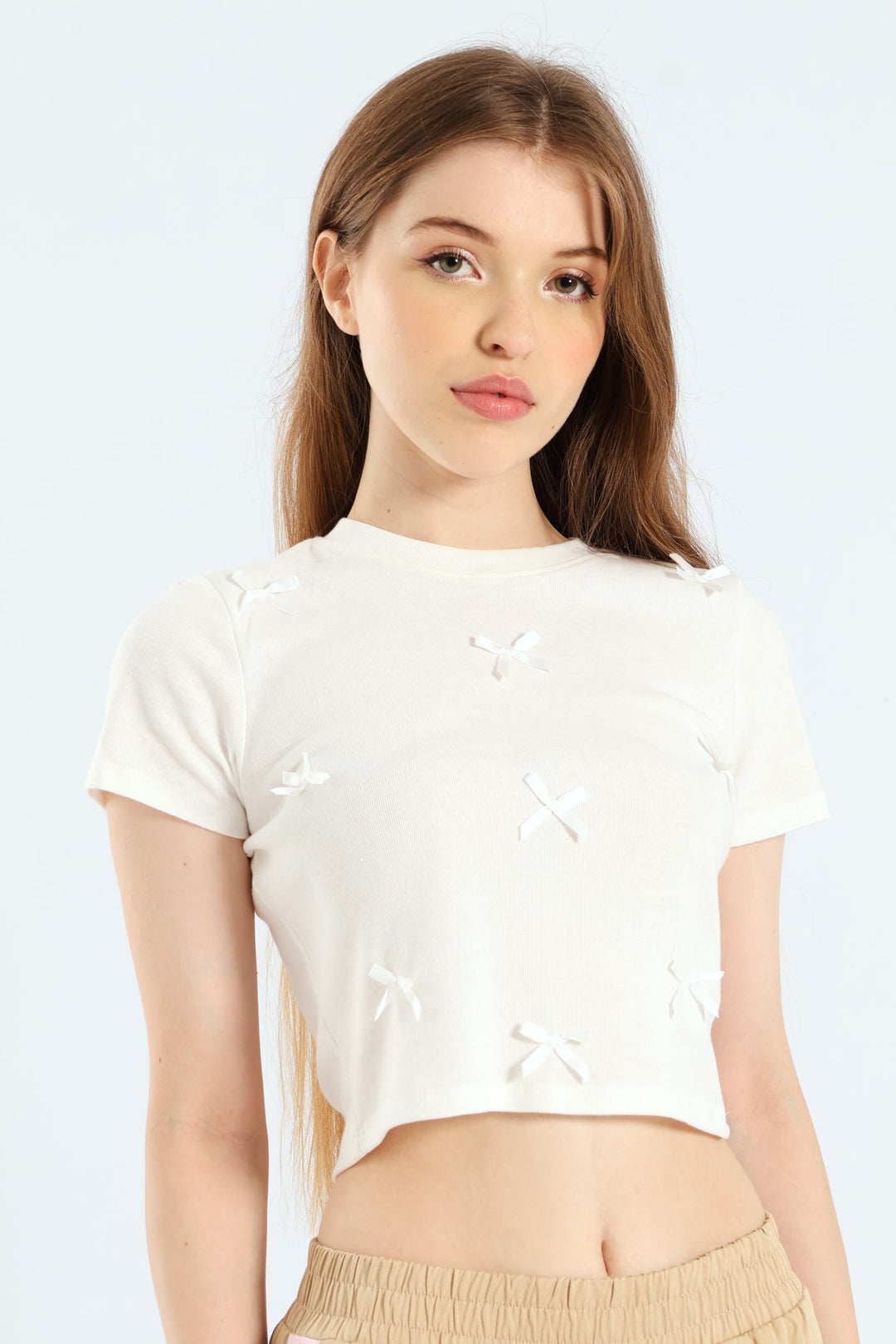 Bow Detail Knit Top - White