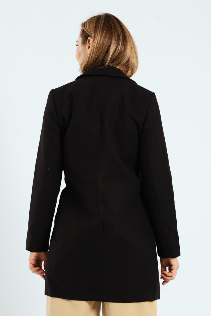 Charlotte Metal Trim Collar Coat - Black