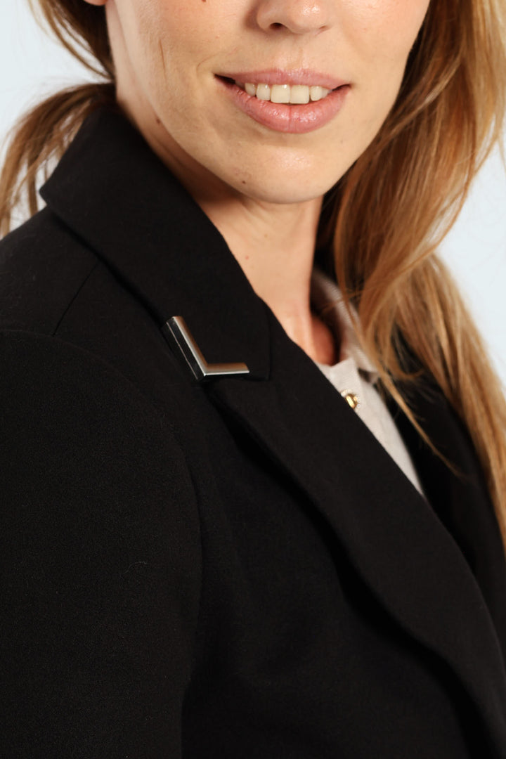 Charlotte Metal Trim Collar Coat - Black