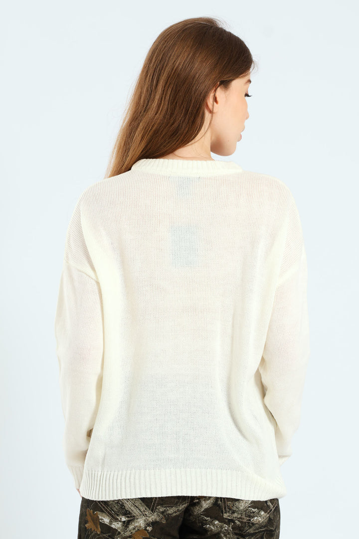 Cowgirl Graphic Sweater - White