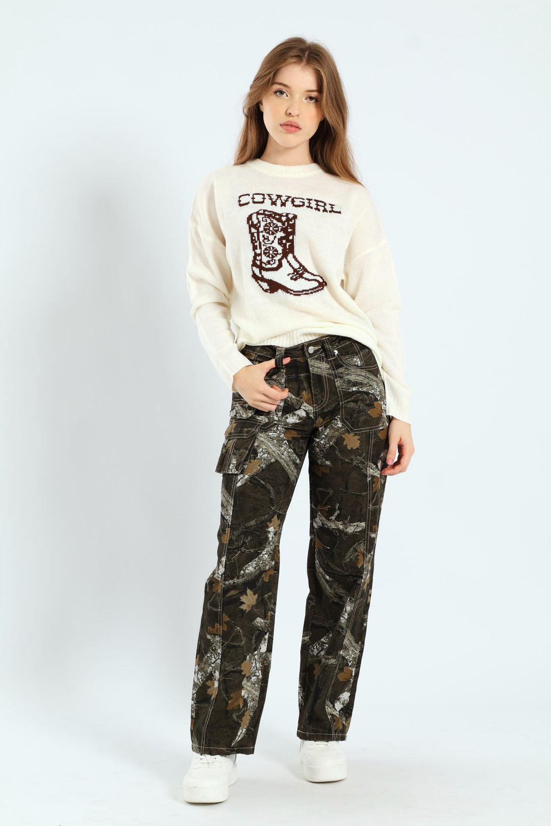 Cowgirl Graphic Sweater - White