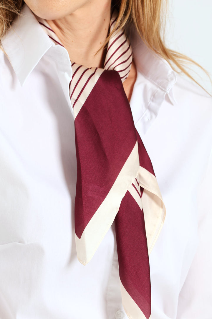 Silk Touch Square Print Scar - Burgundy