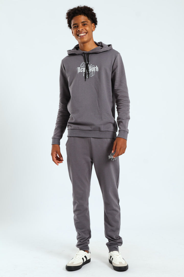 Boys City Print Jogger - Charcoal