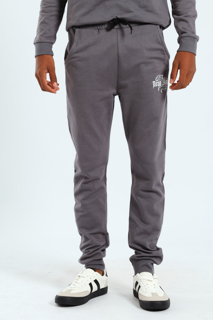 Boys City Print Jogger - Charcoal