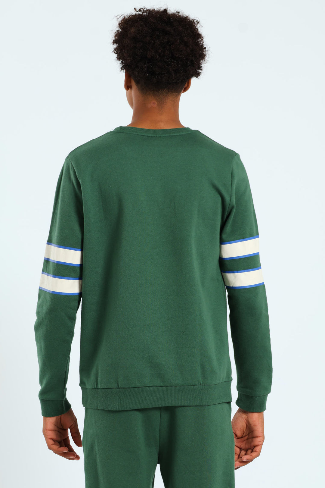 Boys College Stripe Sleeve Crew Top - Green