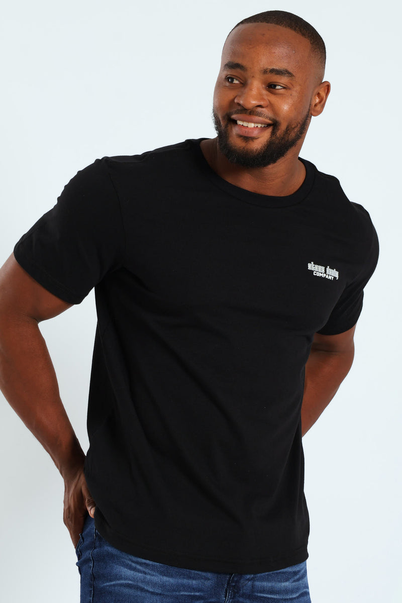 Stone Denim Skull Front & Back Tee - Black