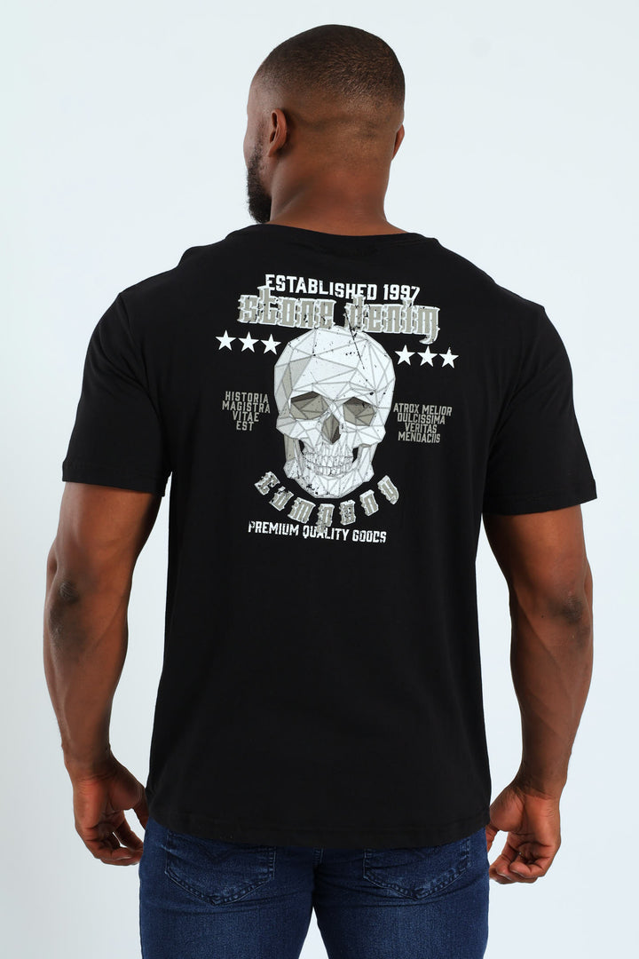 Stone Denim Skull Front & Back Tee - Black