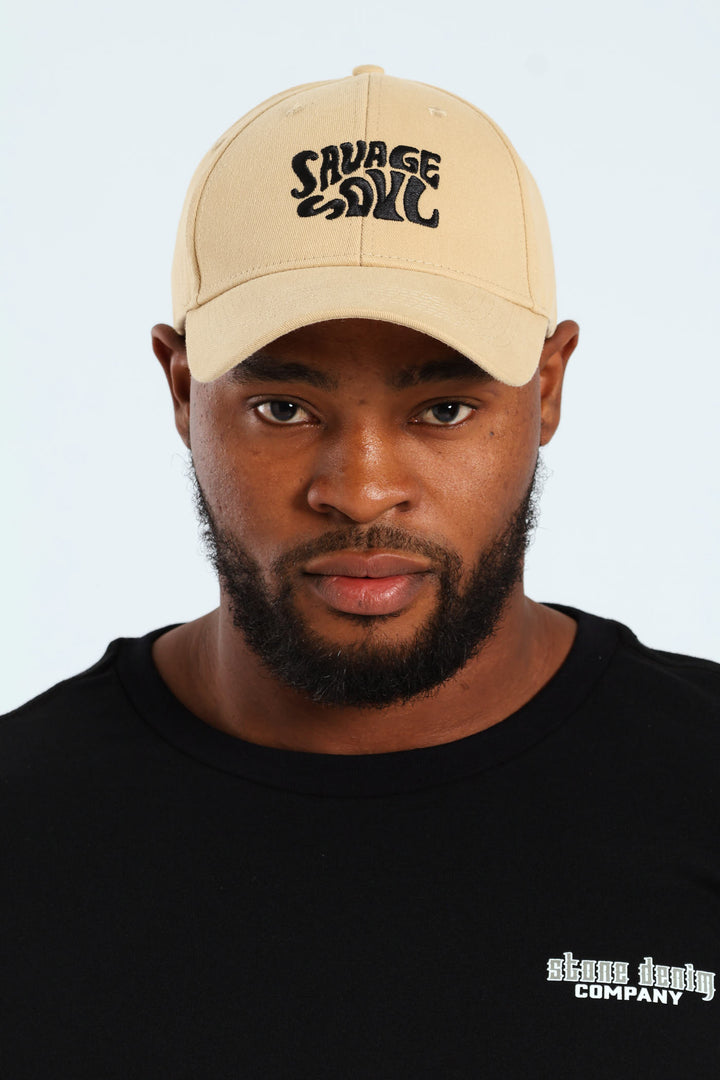 Washed Embroidery Cap - Mustard