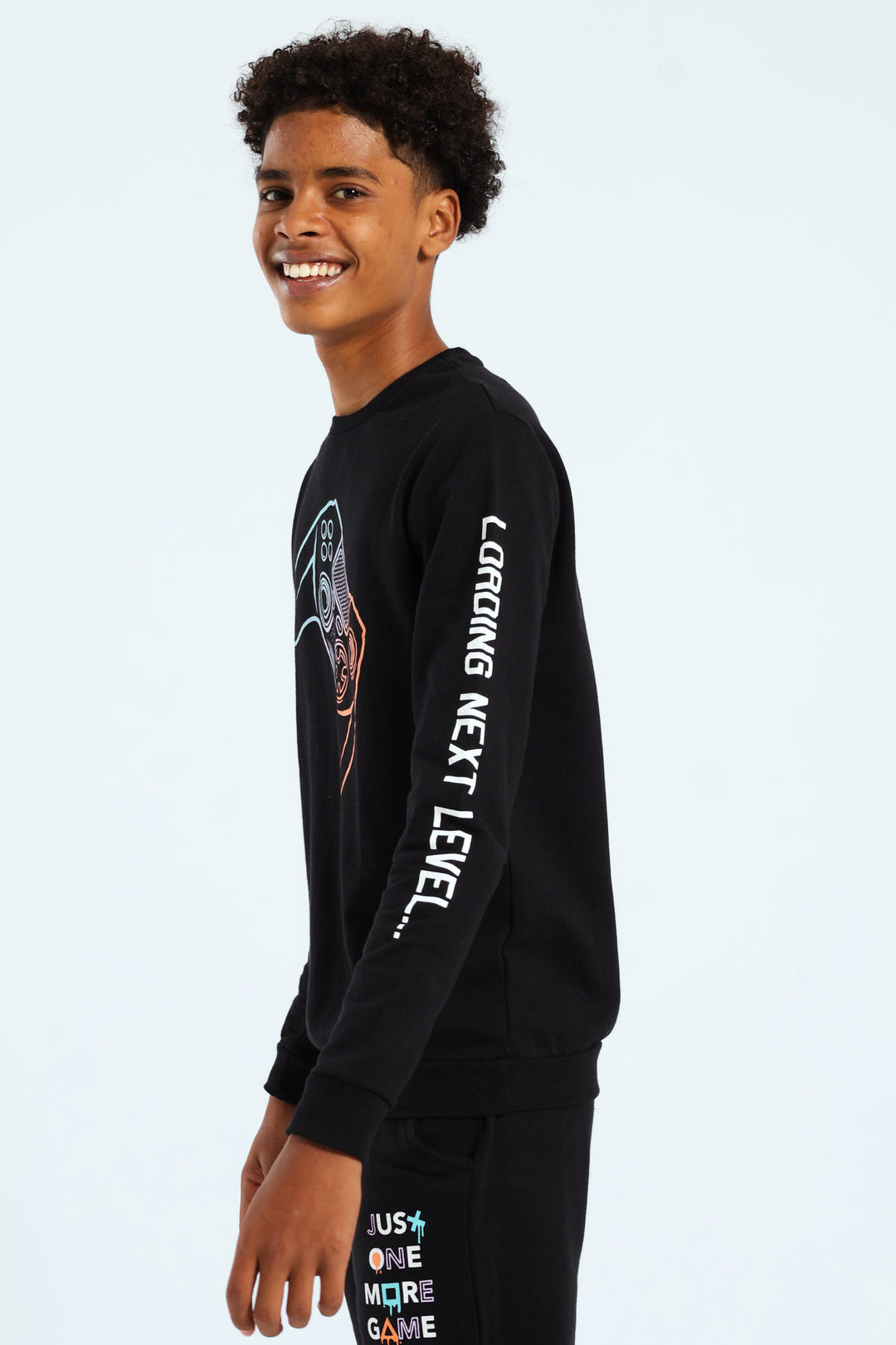 Boys Gamer Crew Top - Black